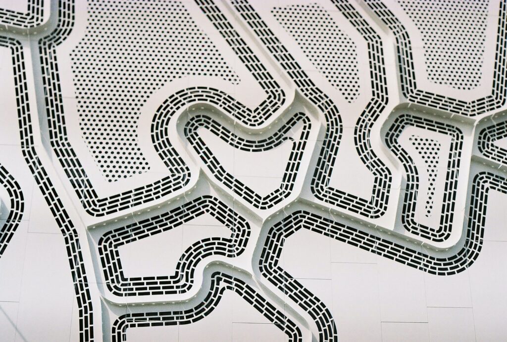 A close up of a wall with a pattern on it